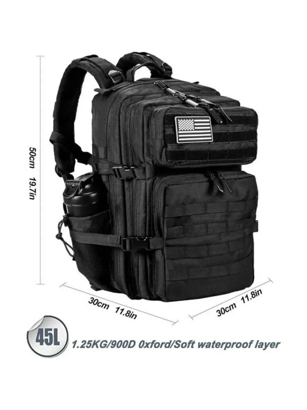 LHI Tactical Backpack 45L Military Molle Hiking Camping Survival Rucksack
